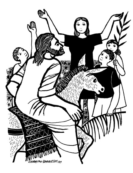 Gesù entra in Gerusalemme a cavallo di un asino