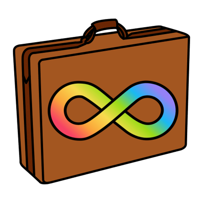 immagine valigia con il simbolo dell'autismo